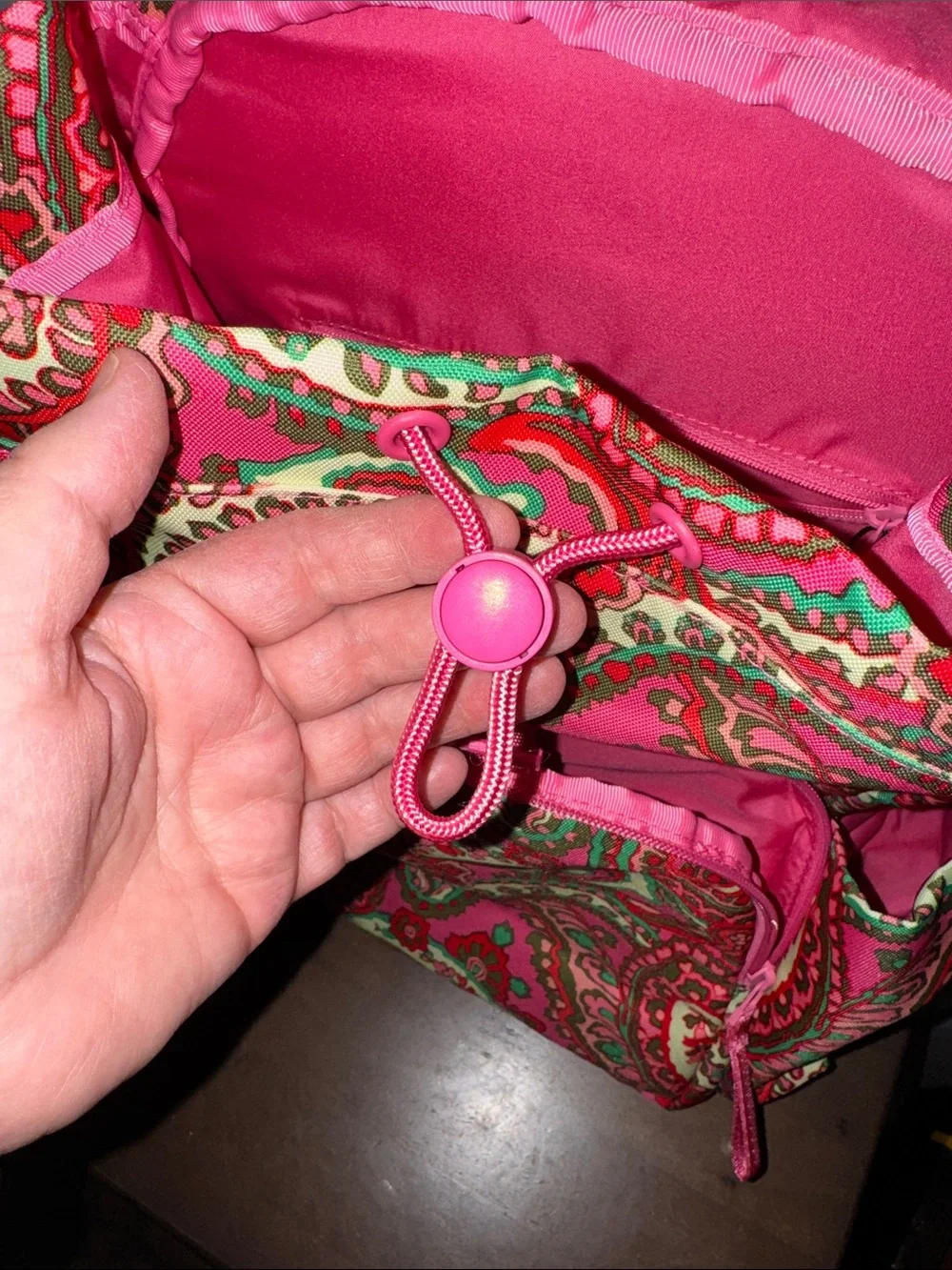 Vera Bradley Capri Pink Paisley Drawstring Backpack